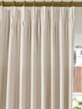 John Lewis Herringbone Weave Pair Lined Pencil Pleat Curtains, Marshmallow