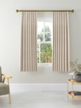 John Lewis Herringbone Weave Pair Lined Pencil Pleat Curtains, Marshmallow