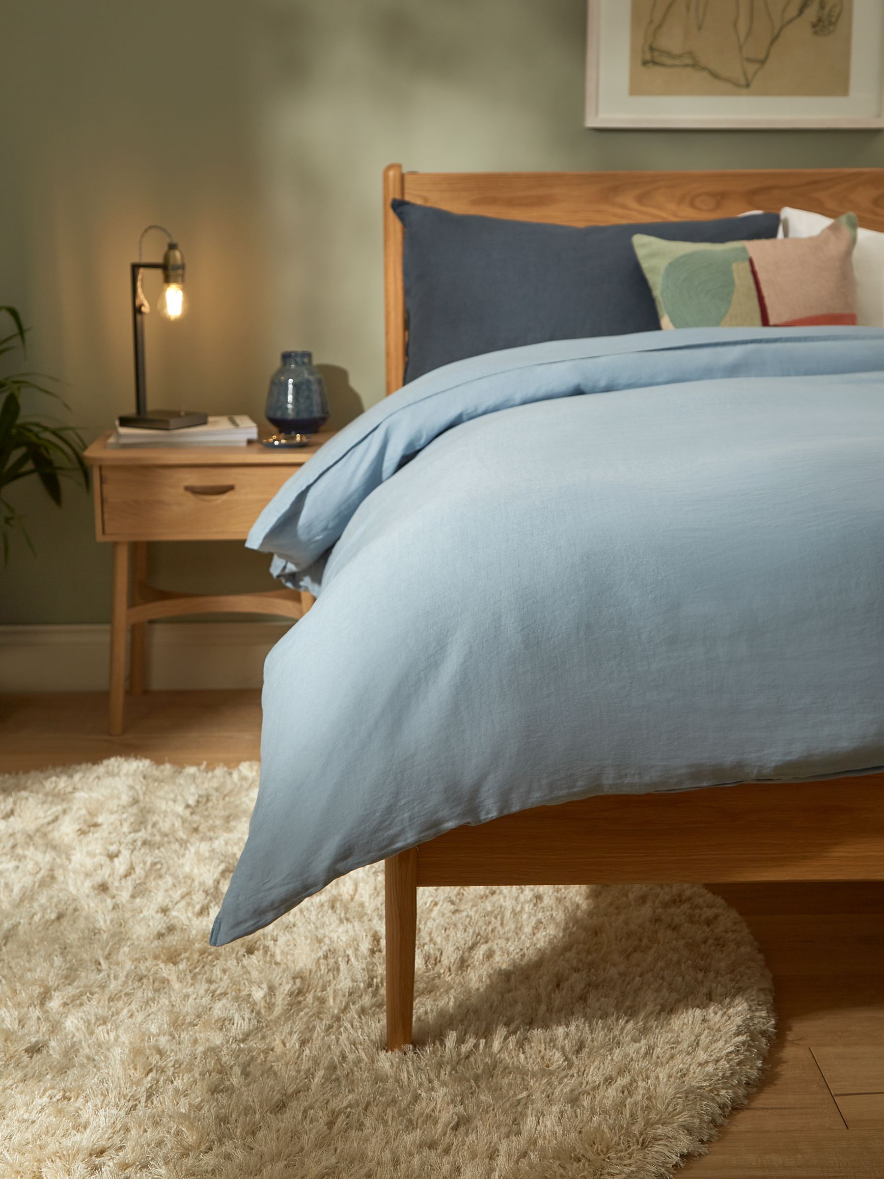 John Lewis Comfy & Relaxed 100% Linen Bedding, French Blue