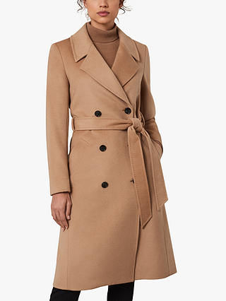 Jaeger Belted Double Breasted Wool Coat, Camel
