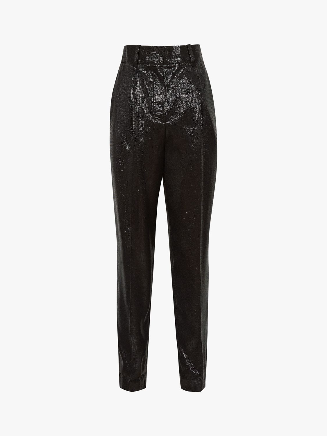 Reiss Abby Shimmer High Waisted Trousers, Black