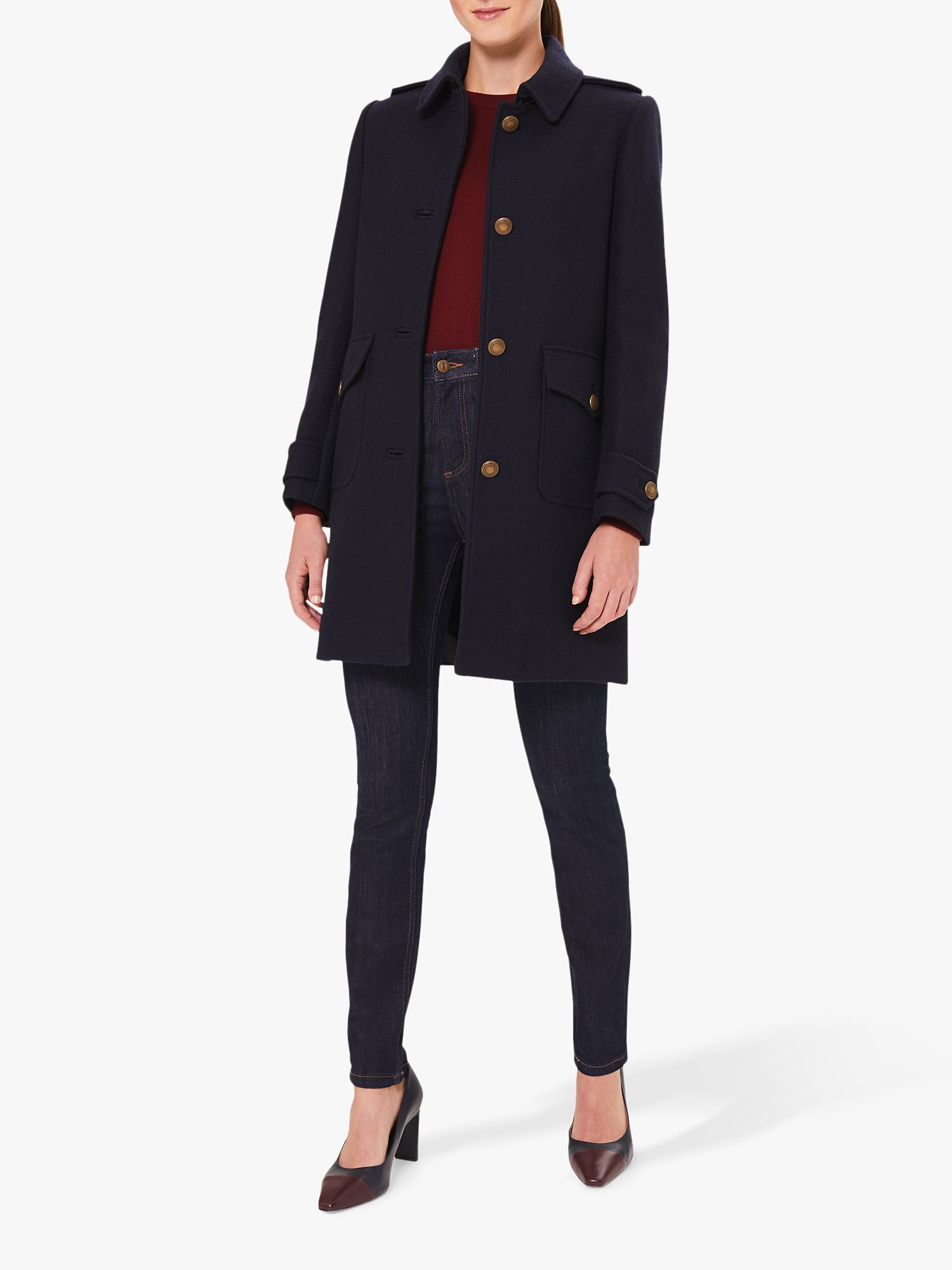 Hobbs Phoebe Recycled Wool Blend Coat, Navy