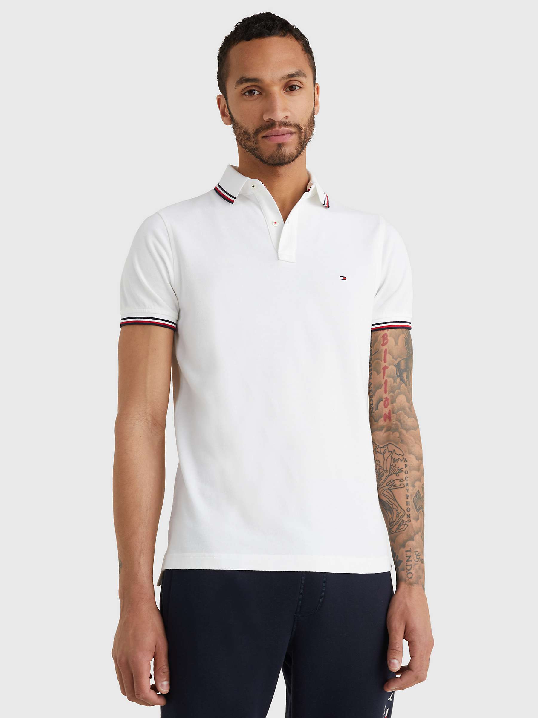 Buy Tommy Hilfiger Tipped Organic Cotton Slim Fit Polo Shirt Online at johnlewis.com