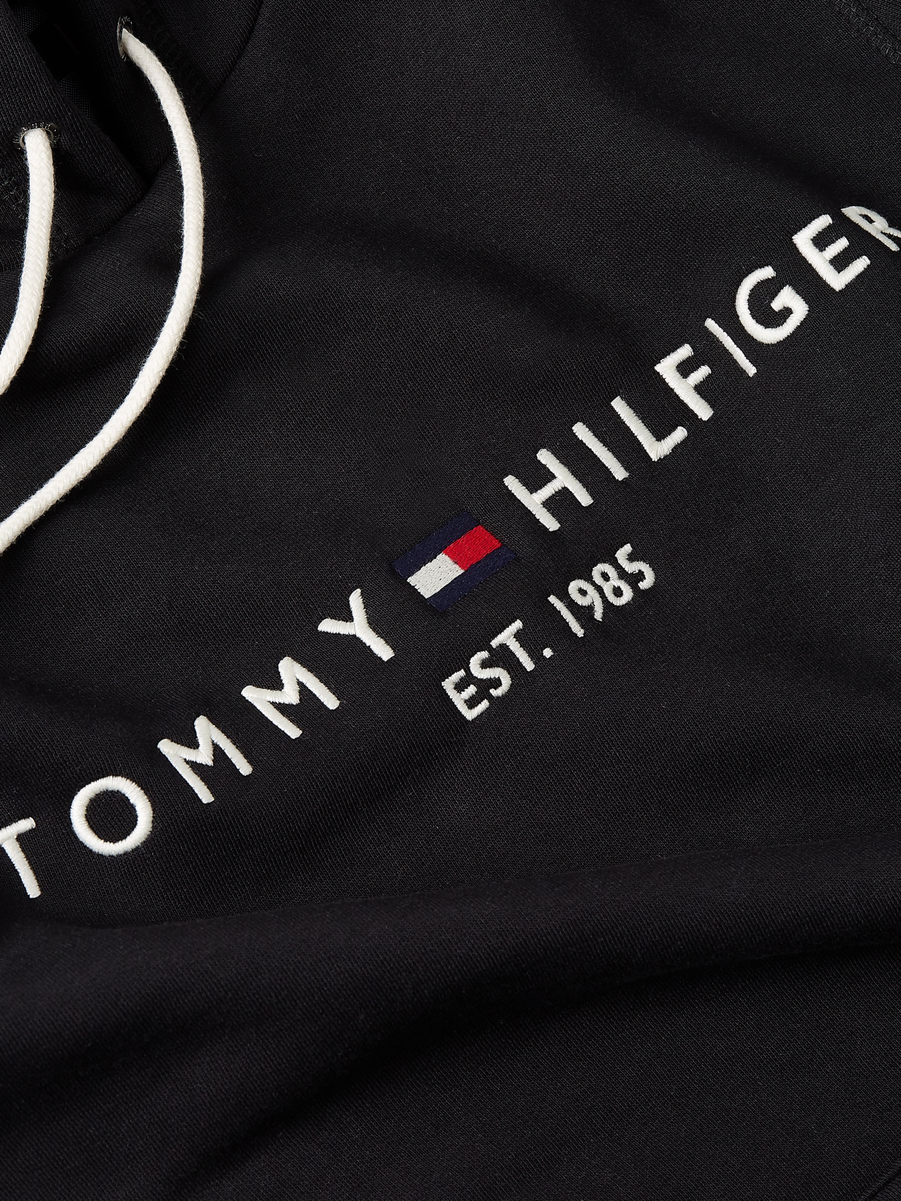 Tommy Hilfiger Logo Hoodie, Jet Black at John Lewis & Partners