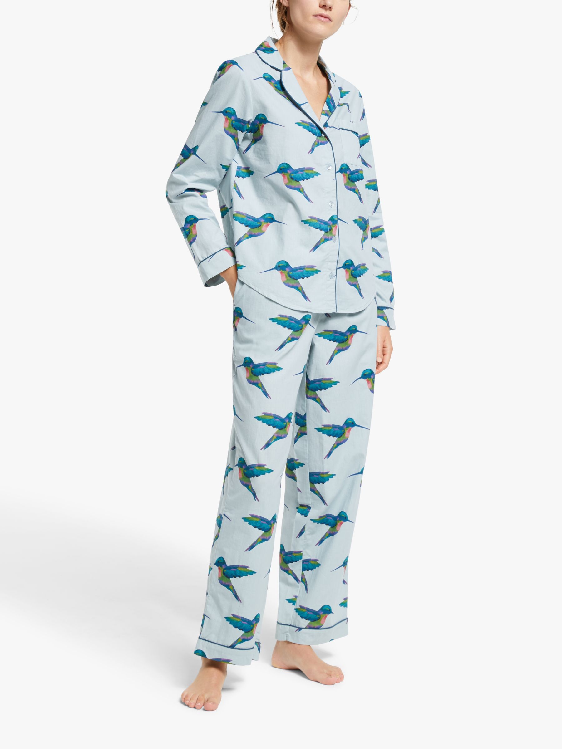 Their Nibs Hummingbird Cotton Pyjama Set, Blue at John Lewis & Partners