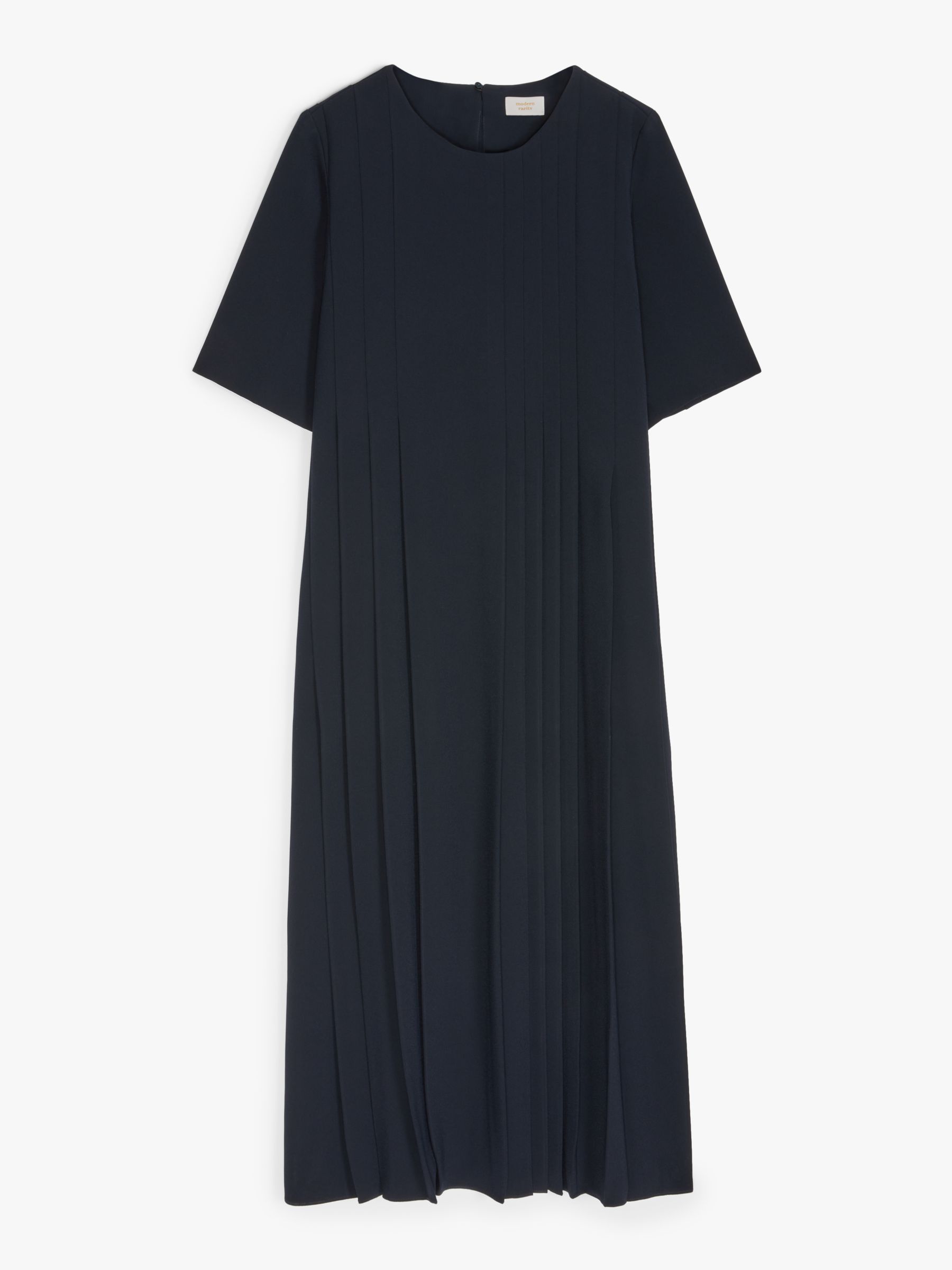 Modern Rarity Pleated Maxi Trapeze Dress, Navy