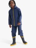 Hatley Kids' Splash Stripe Lining Waterproof Raincoat, Navy
