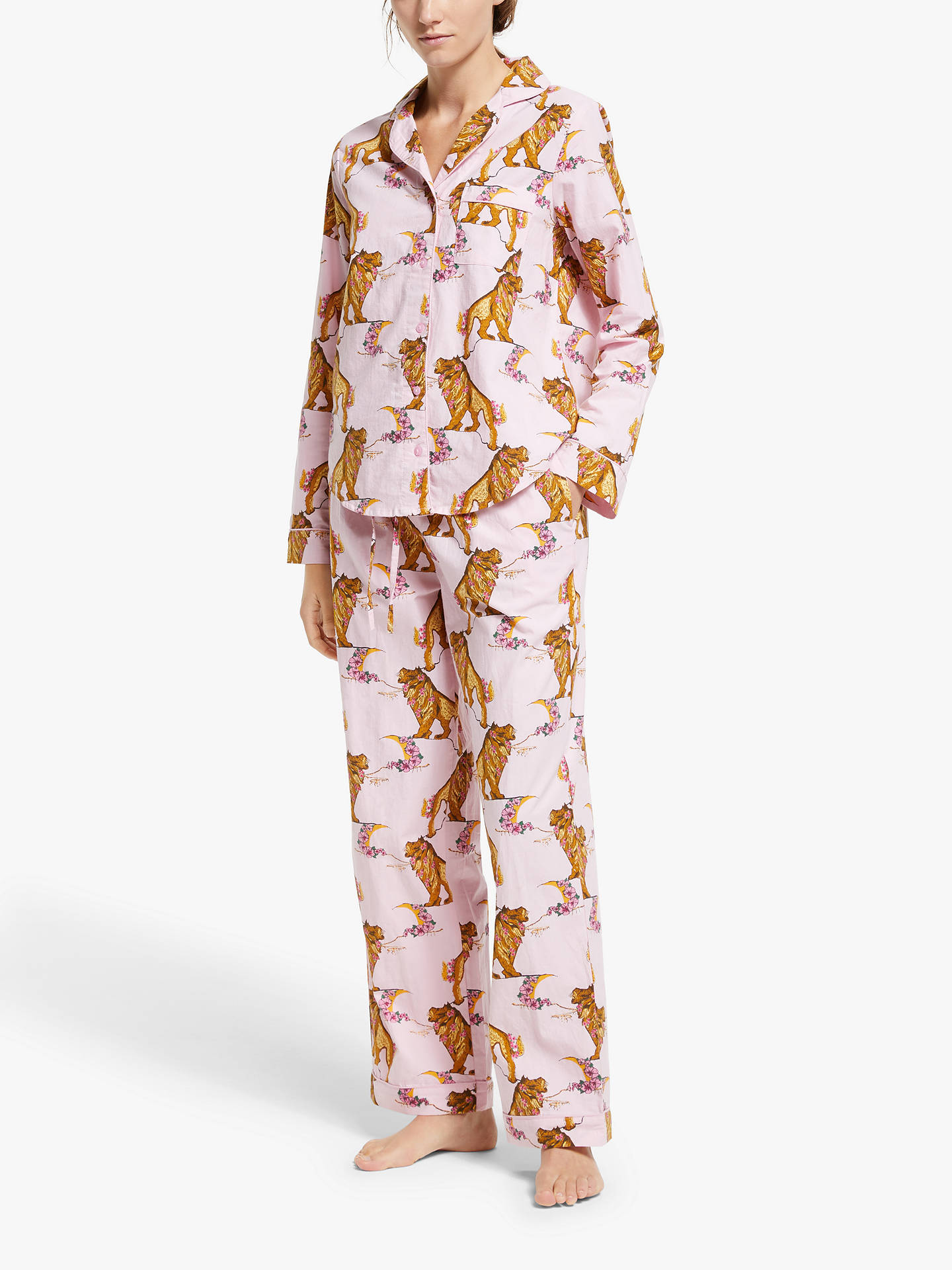 Their Nibs Lion Cotton Pyjama Set, Pink/Multi at John Lewis & Partners