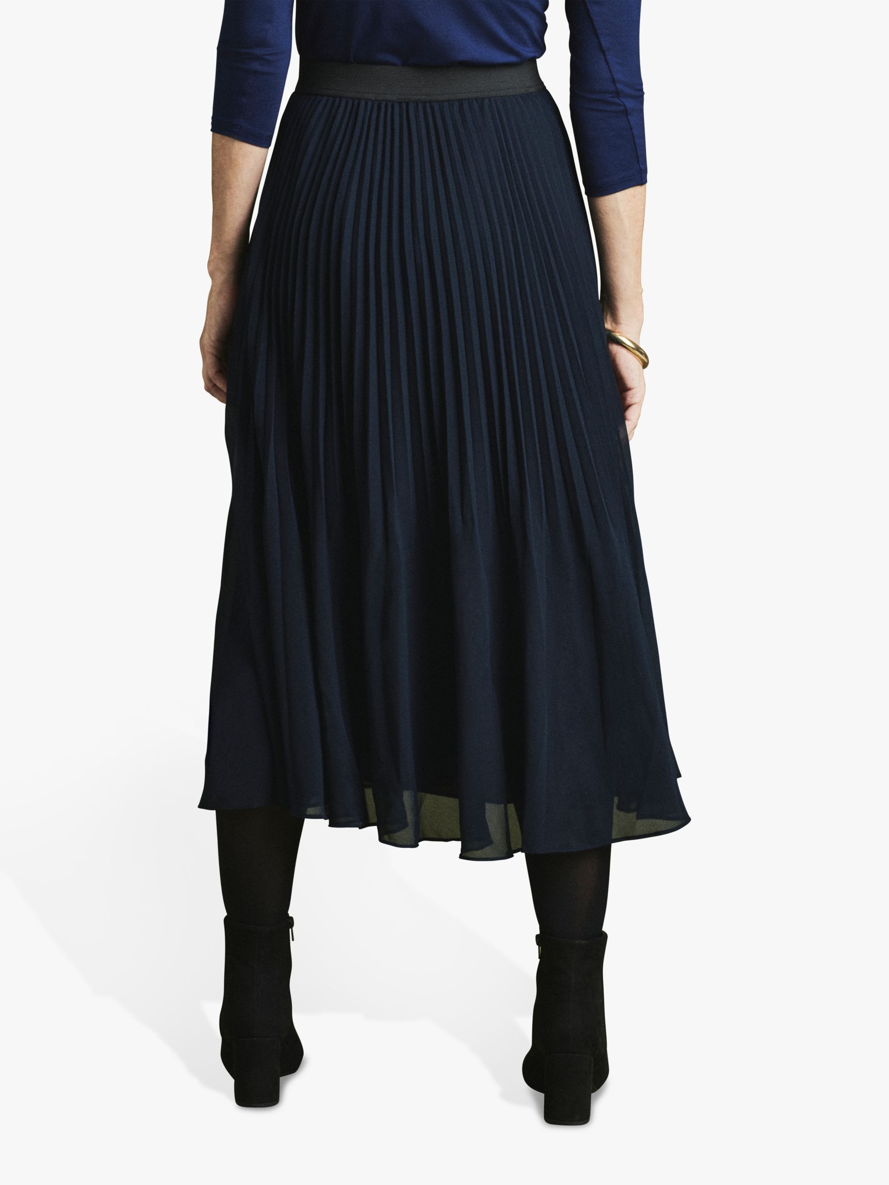 Pure Collection Pleated Midi Skirt Navy