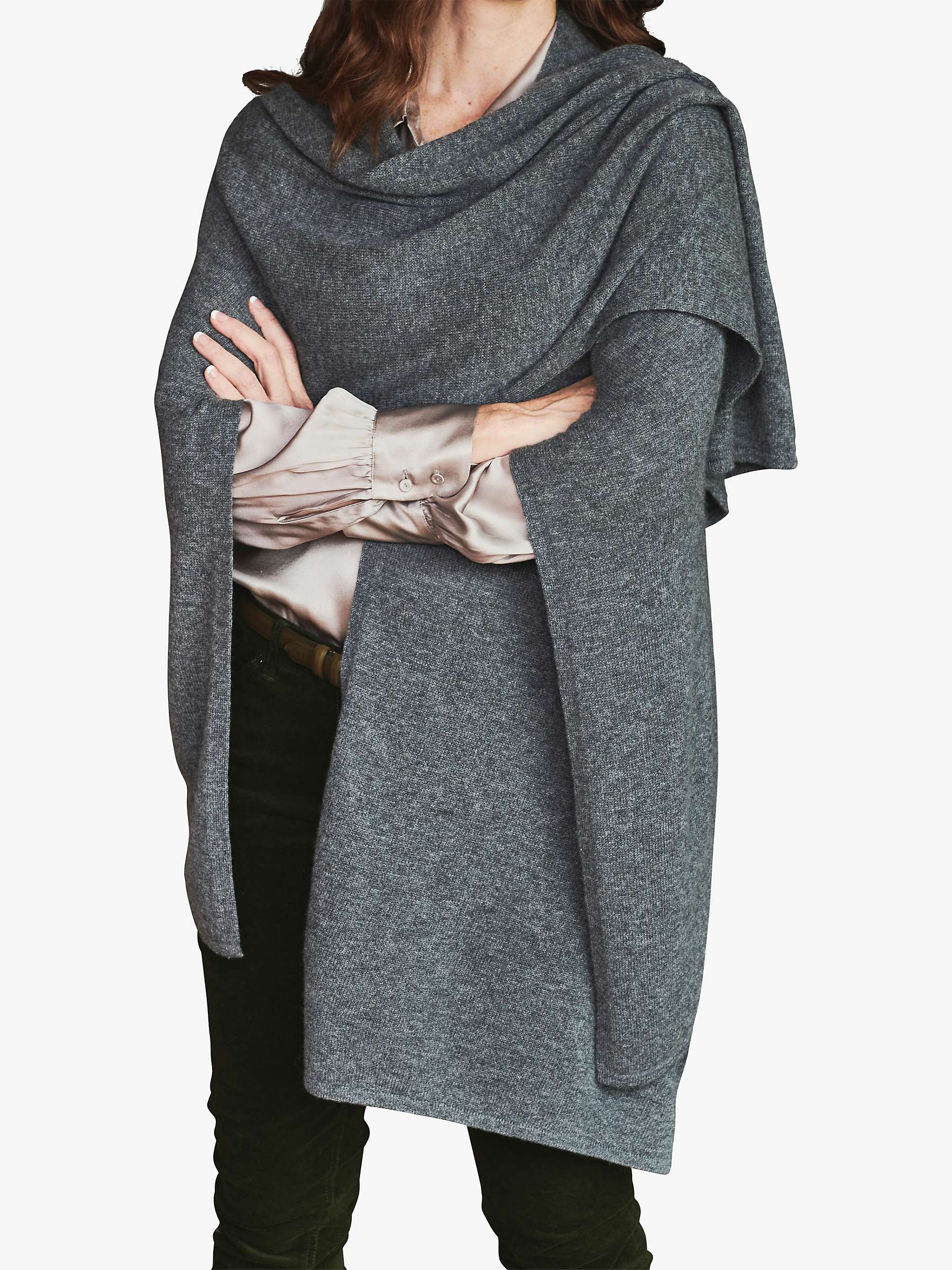 Pure Collection Cashmere Wrap, Soft Charcoal at John Lewis & Partners