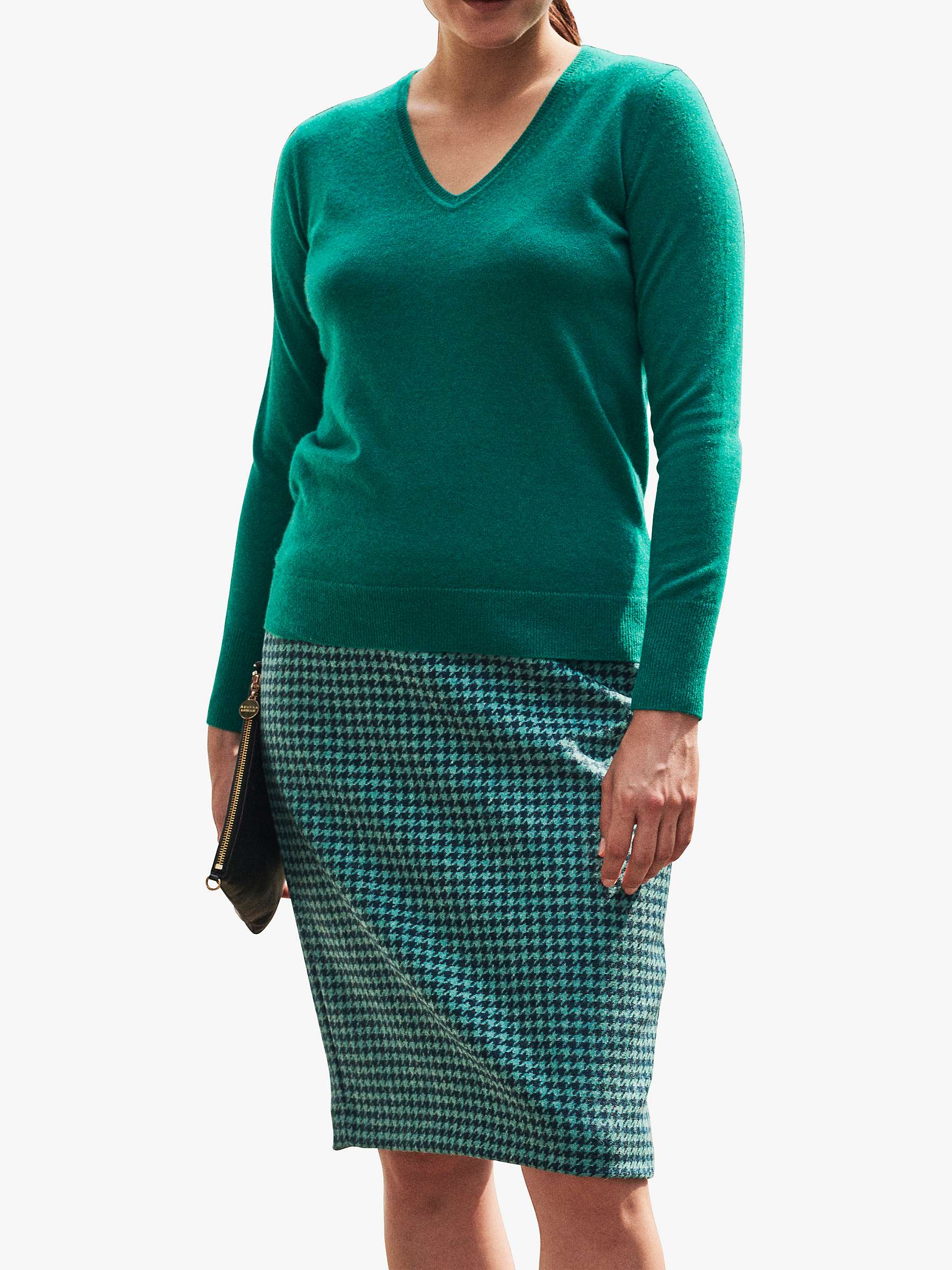 Buy Pure Collection Cashmere V-Neck Sweater, Emerald Online at johnlewis.com
