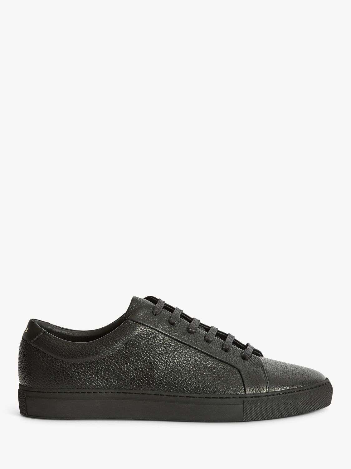 Reiss Luca Leather Trainers, Black at John Lewis & Partners