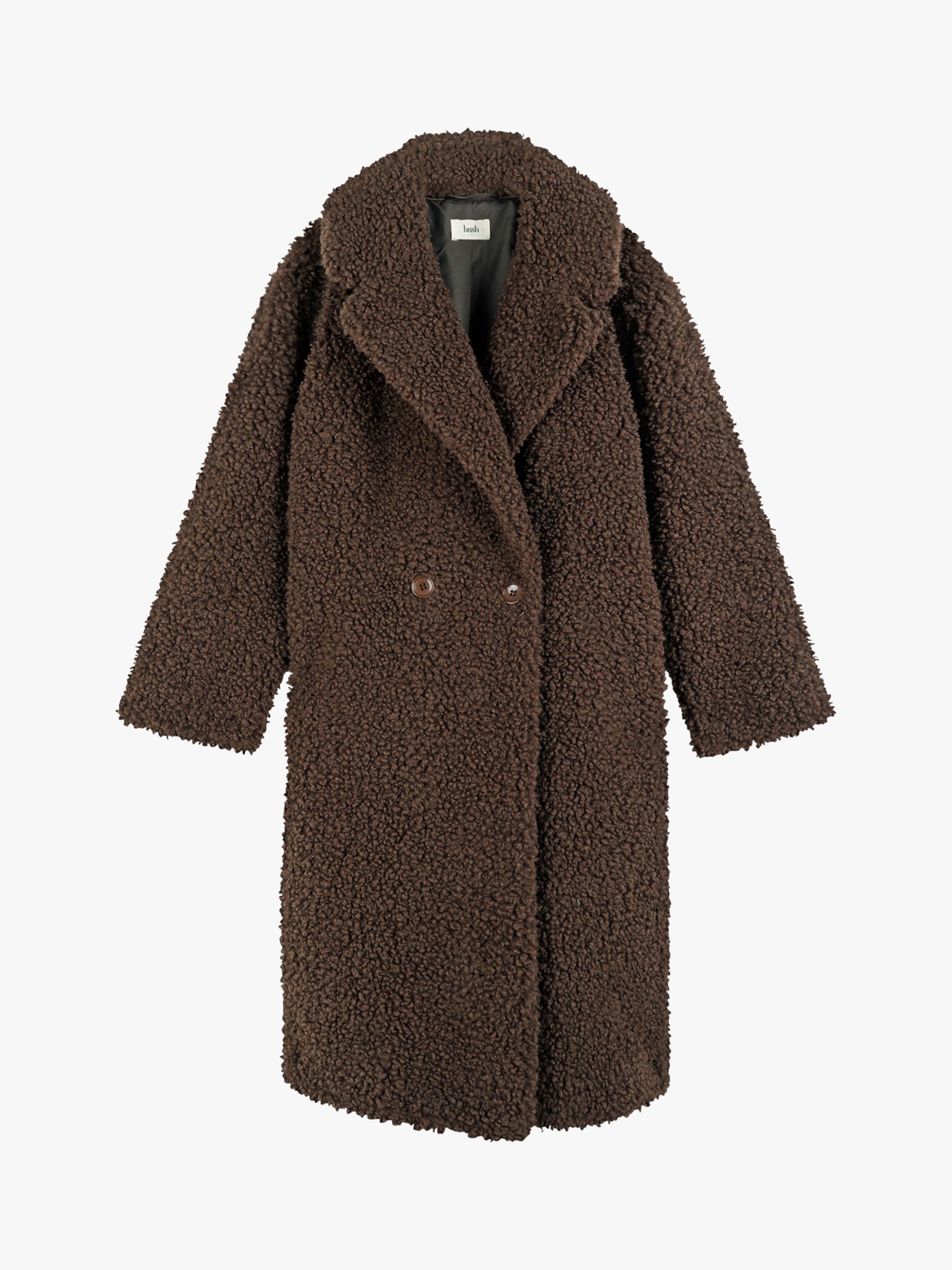 hush Rosalee Teddy Coat, Chocolate at John Lewis & Partners