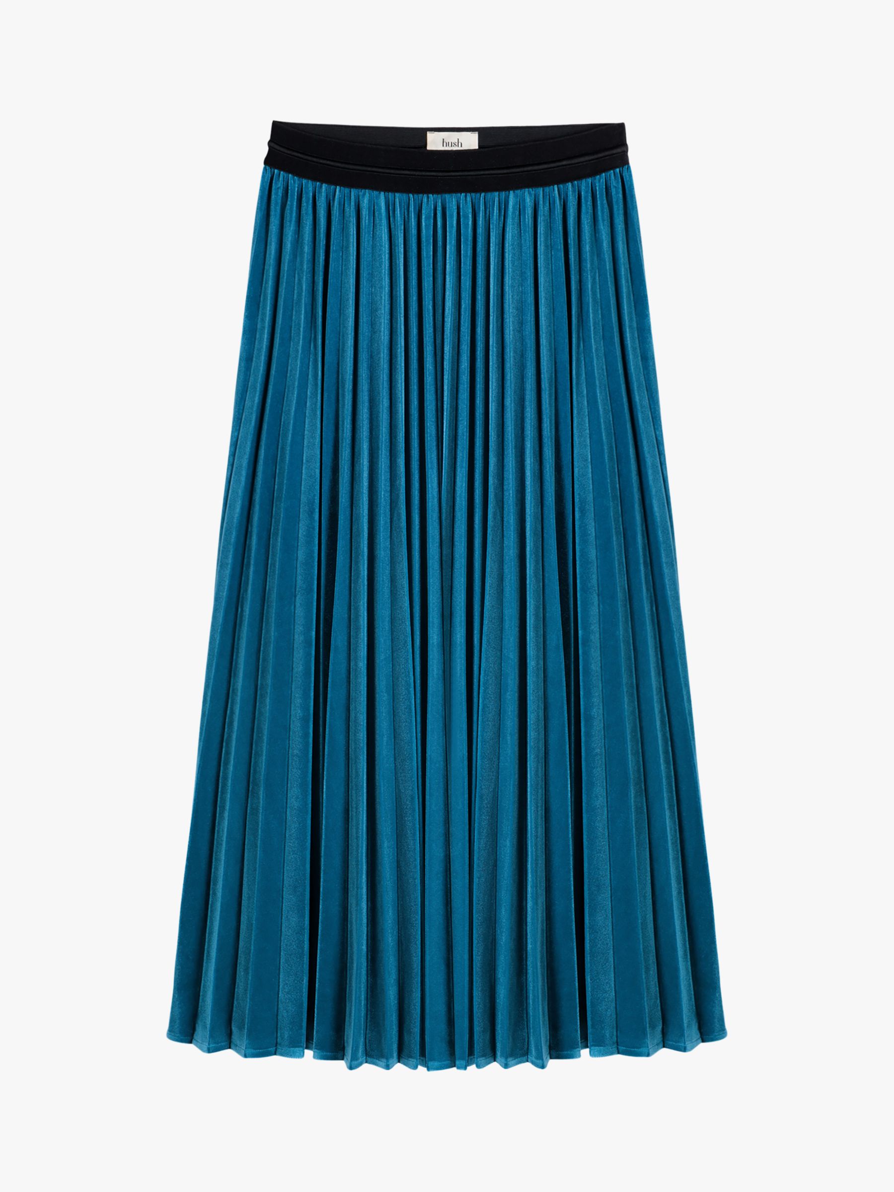 hush Thea Velour Maxi Skirt, Blue at John Lewis & Partners