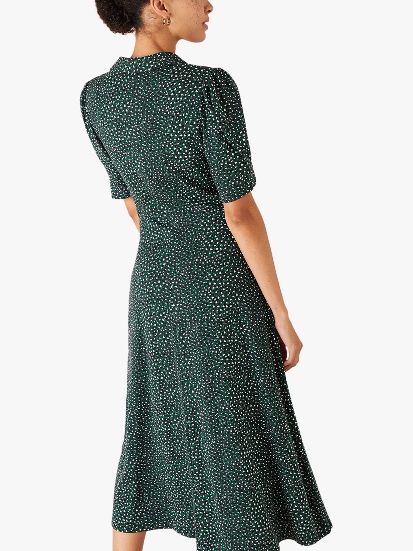 Monsoon Ditsy Print Shirt Dress, Green