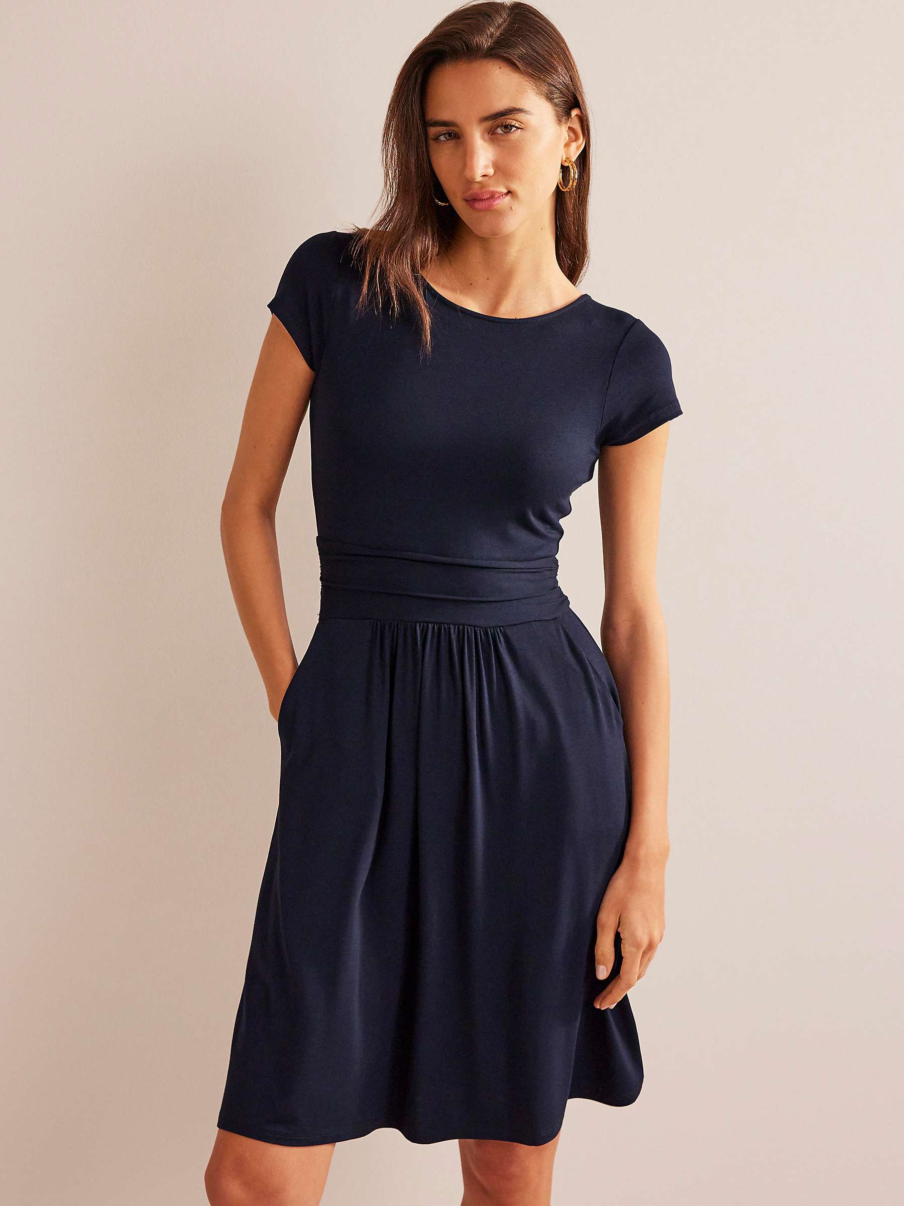 Buy Boden Amelie Jersey Knee Length Dress, Navy Online at johnlewis.com