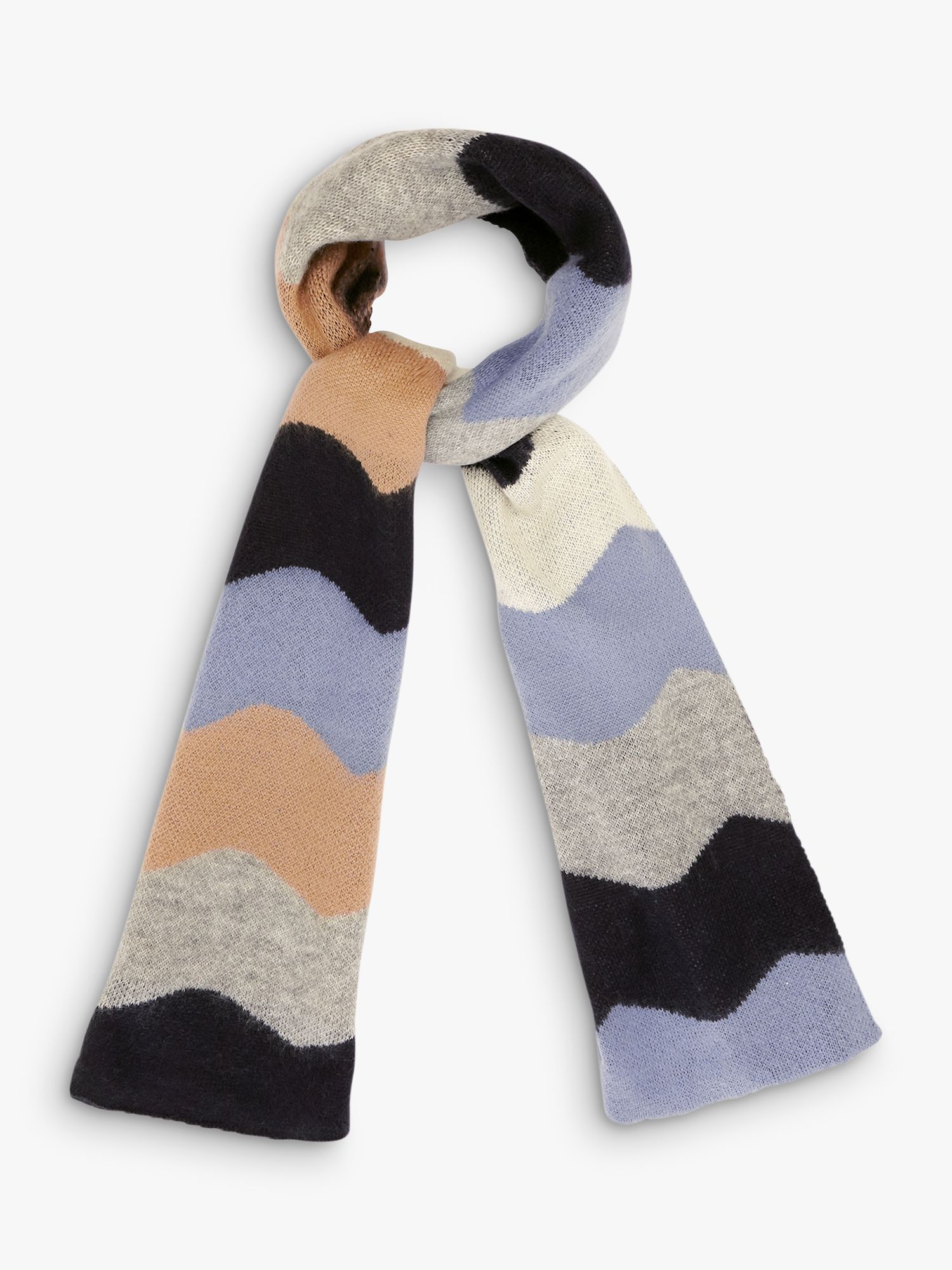 Phase Eight Wave Stripe Scarf, Navy/Multi at John Lewis & Partners