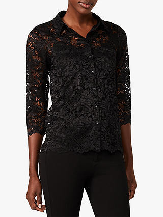 Phase Eight Gabby Lace Blouse, Black