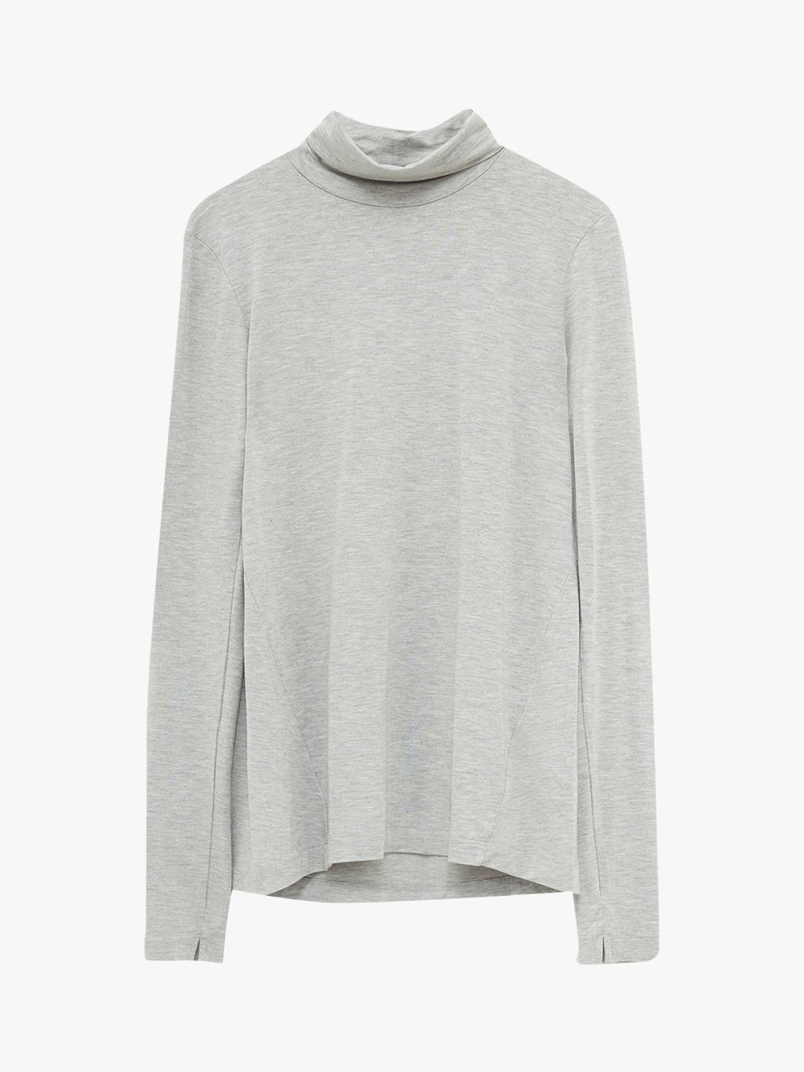 French Connection Venitia Roll Neck Jersey Top, Light Grey Melange at ...