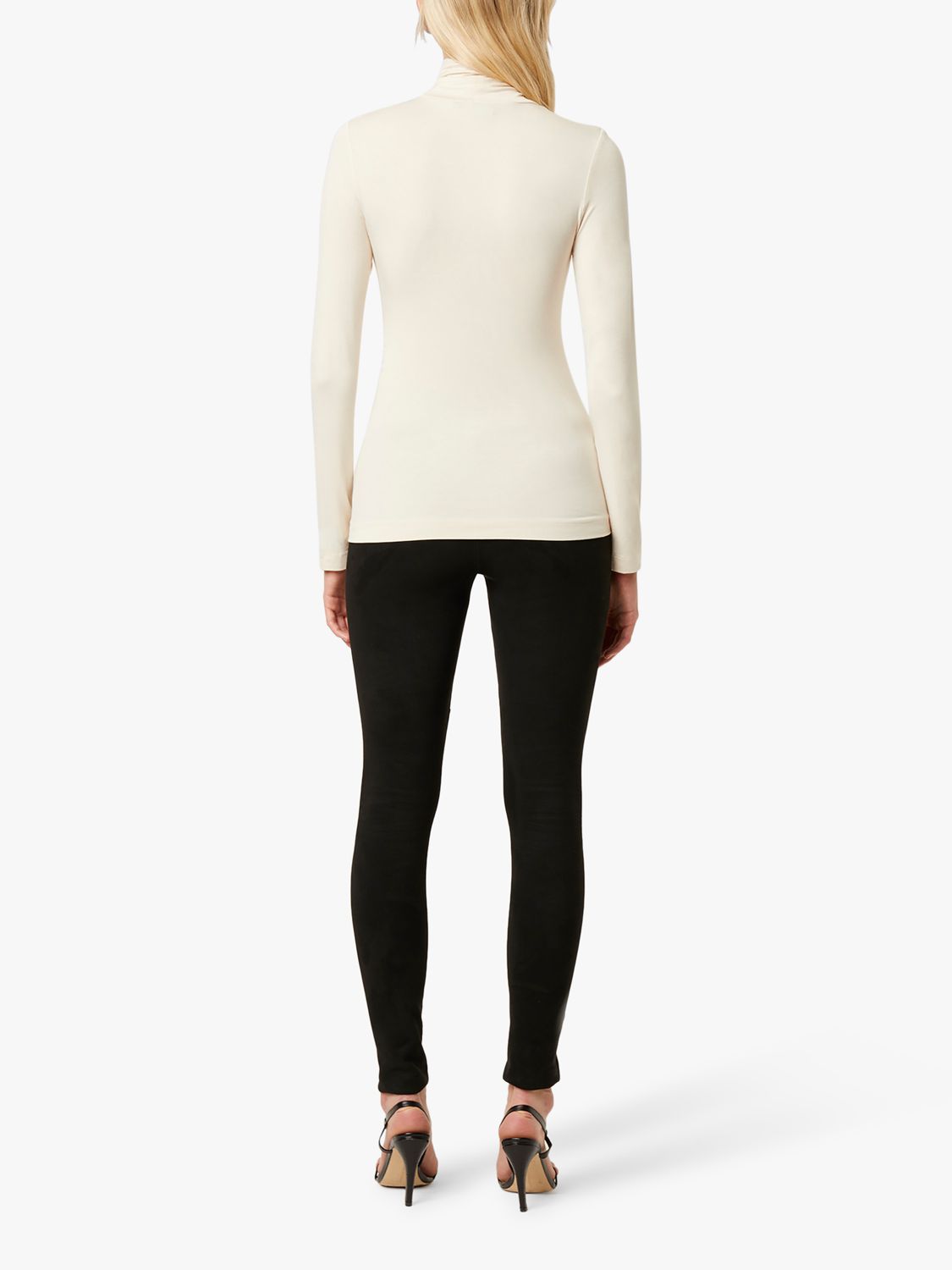 French Connection Venitia Roll Neck Jersey Top, Classic Cream, XS