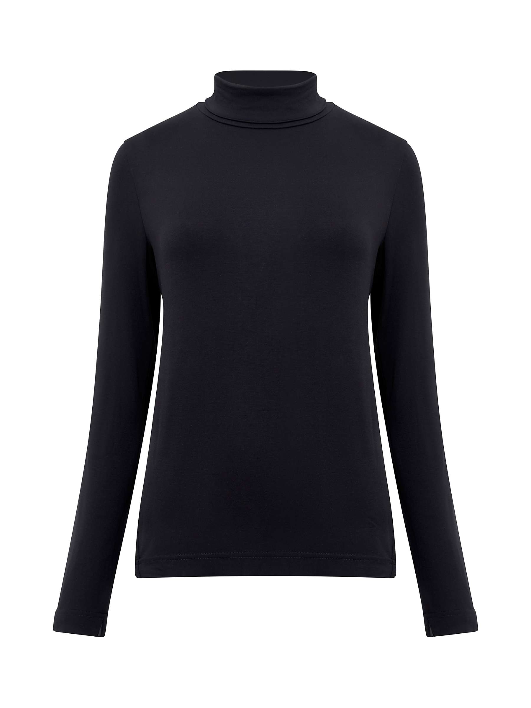 French Connection Venitia Roll Neck Jersey Top, Black at John Lewis ...