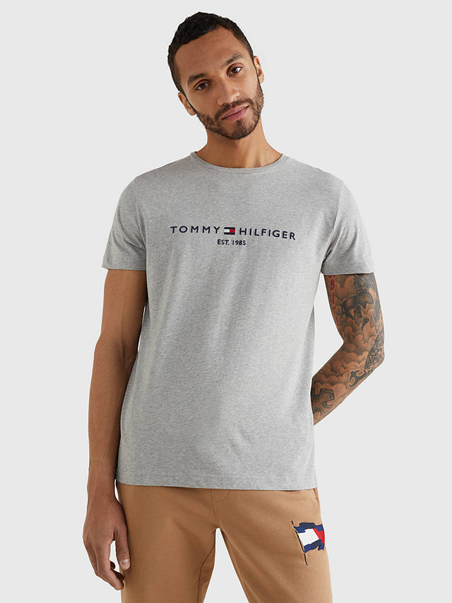 Tommy Hilfiger Flag Logo Crew Neck T-Shirt, Cloud Heather
