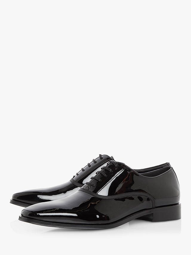 Dune Swan Patent Leather Oxford Shoes, Black