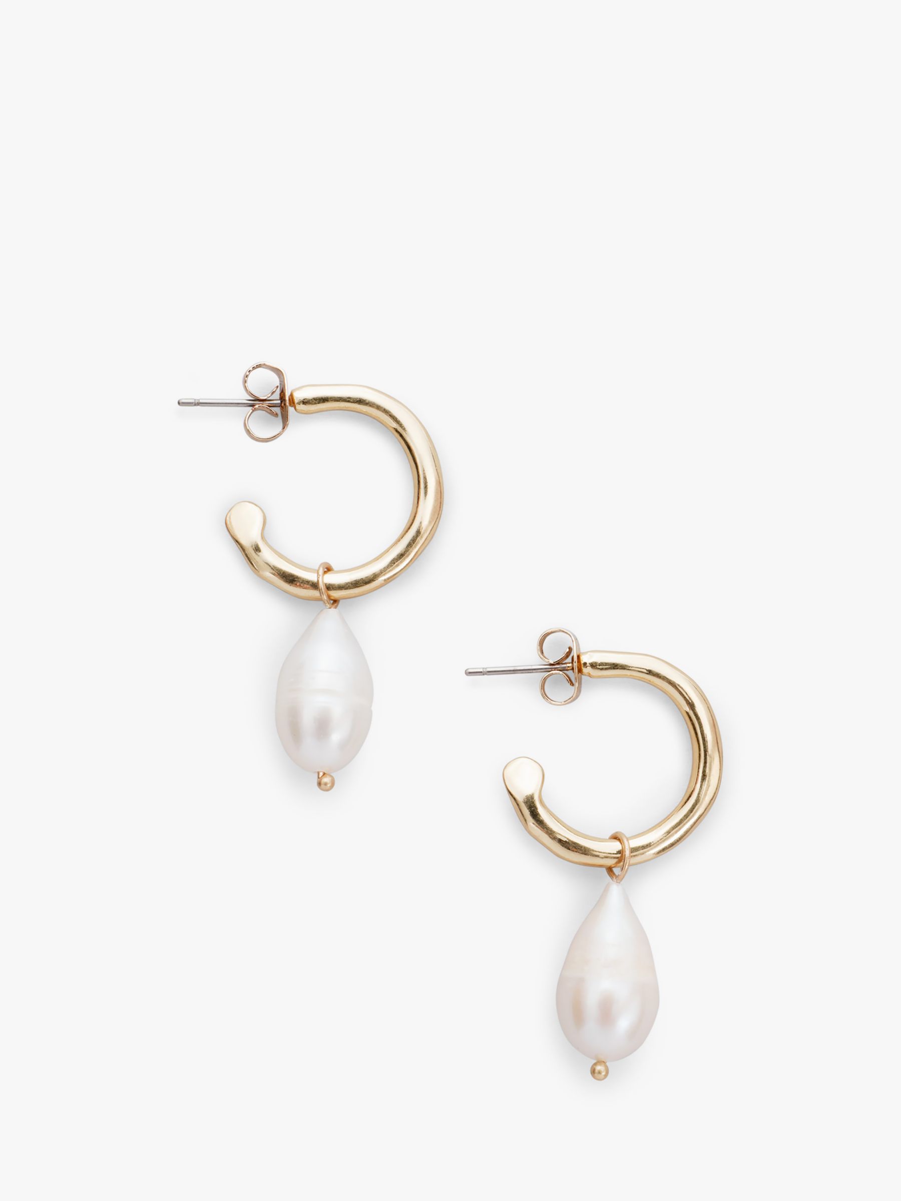hush Lilas Freshwater Pearl Hoop Earrings, Gold/White at John Lewis ...