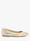 John Lewis Holly Leather Woven Ballerina Pumps, Gold, Gold