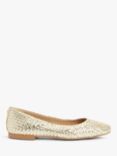 John Lewis & Partners Holly Leather Woven Ballerina Pumps, Gold