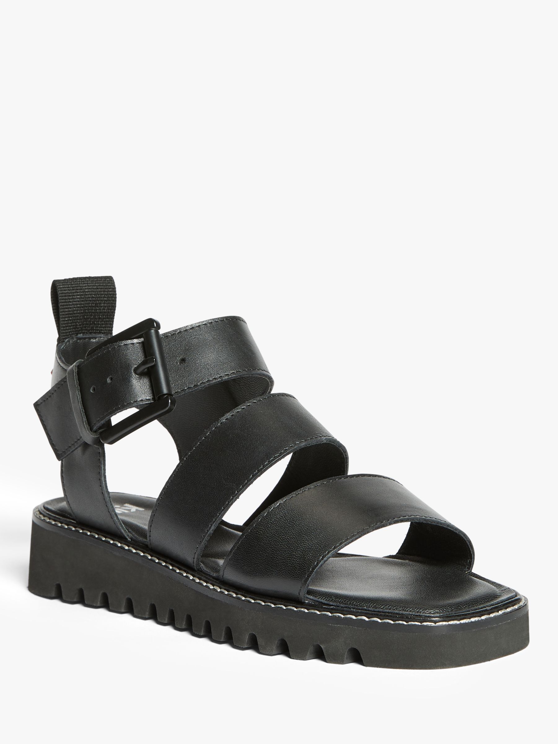 Kin Lauren Leather Chunky Sole Buckle Sandals Black At John Lewis And Partners 4665