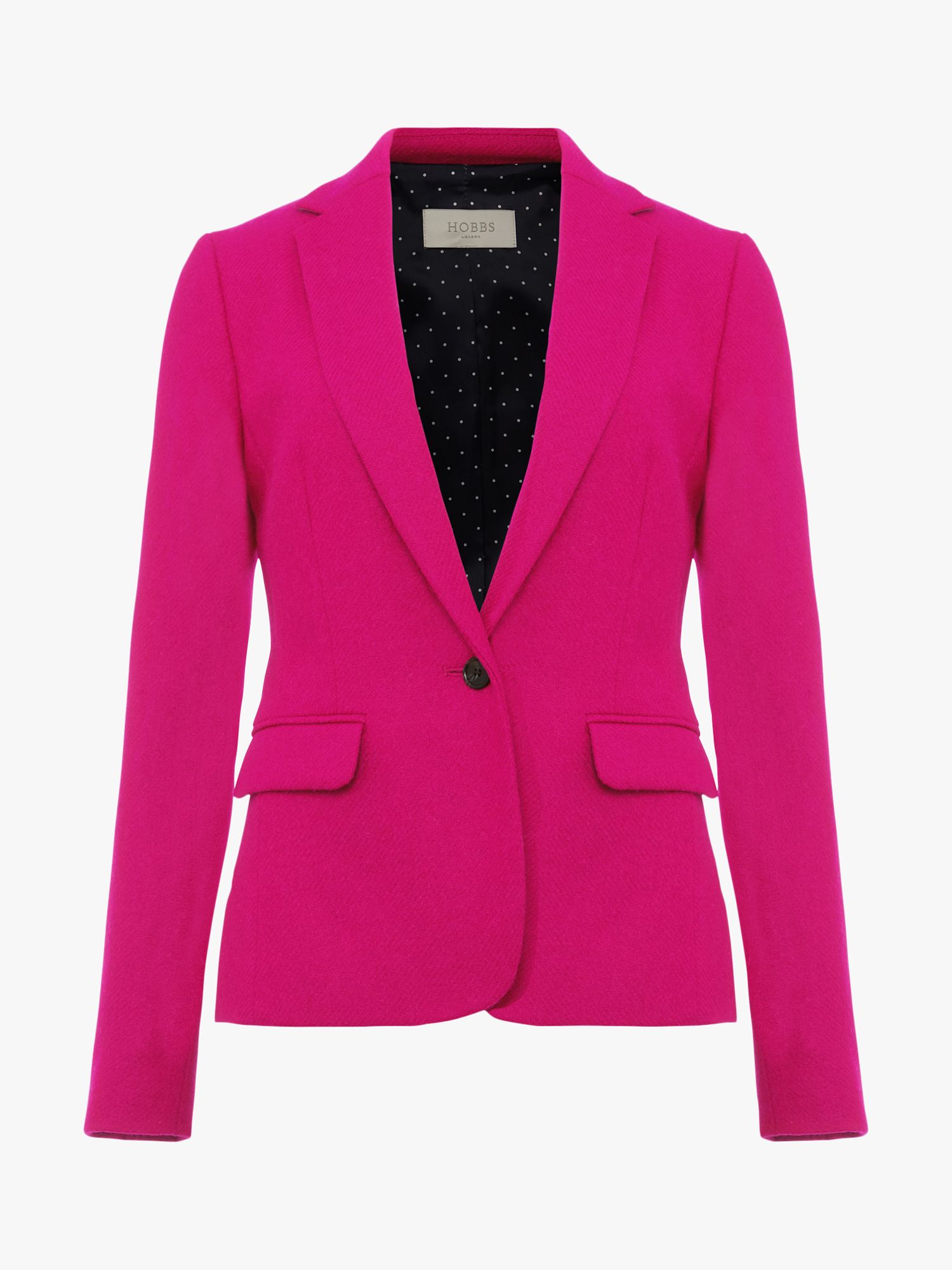 Hobbs Petite Blake Wool Jacket, Bright Pink at John Lewis & Partners