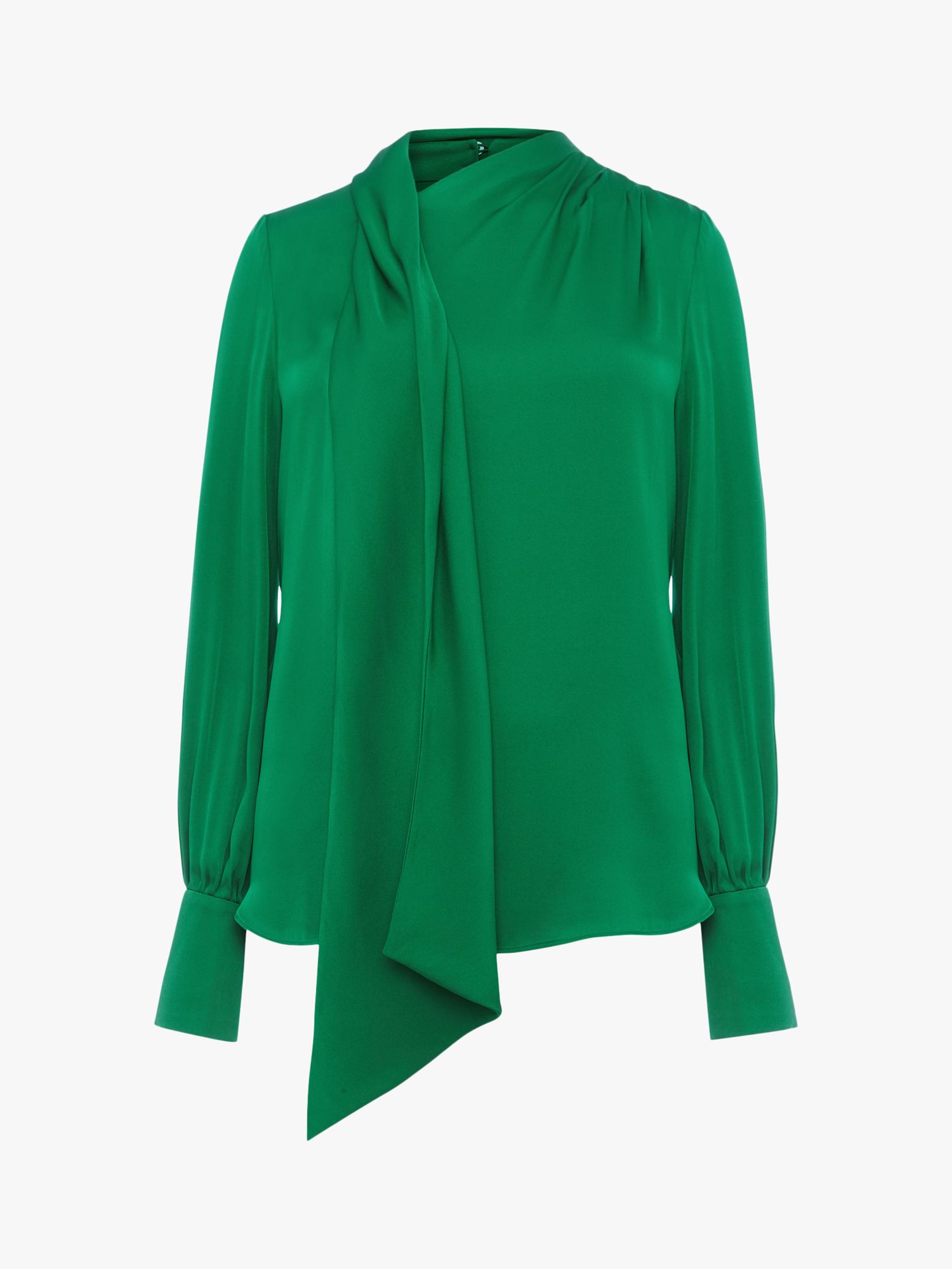 Hobbs Elsa Scarf Neck Silk Blouse, Emerald Green at John Lewis & Partners