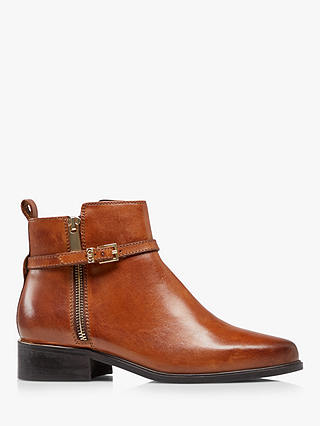 Dune Pop Buckle Trim Leather Ankle Boots