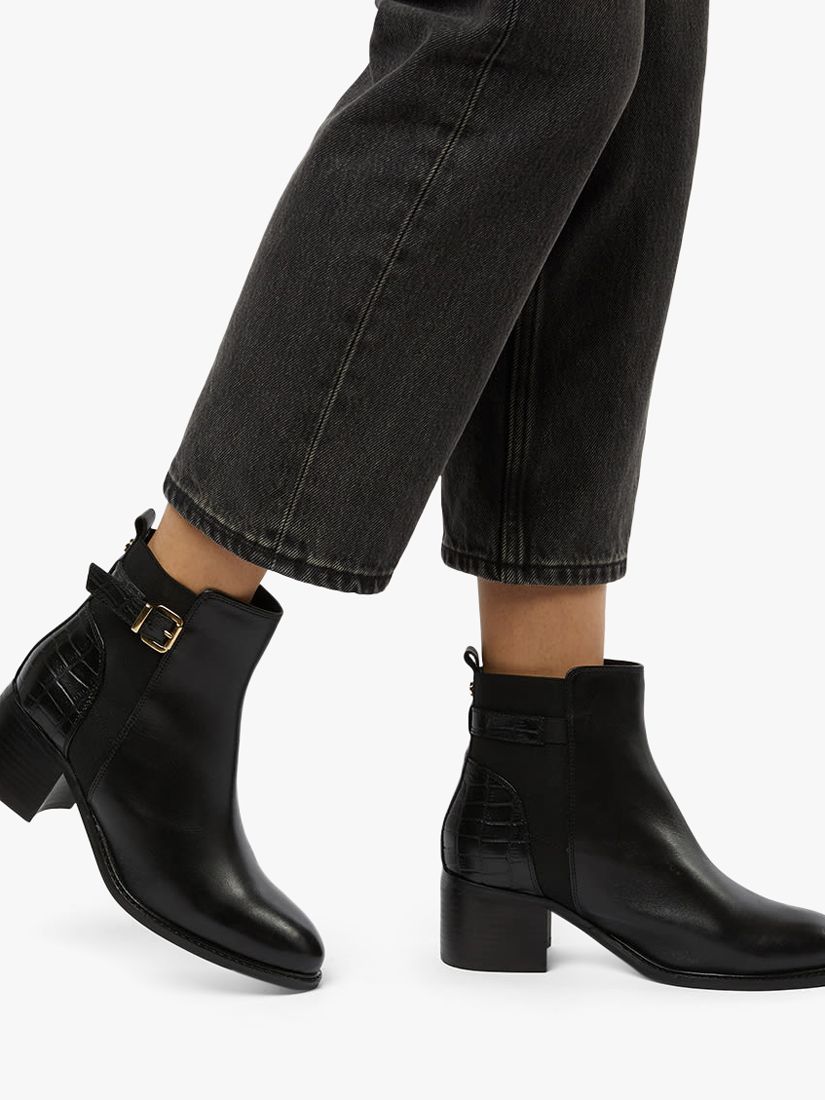 Dune Poetics Leather Ankle Boots, Black at John Lewis & Partners