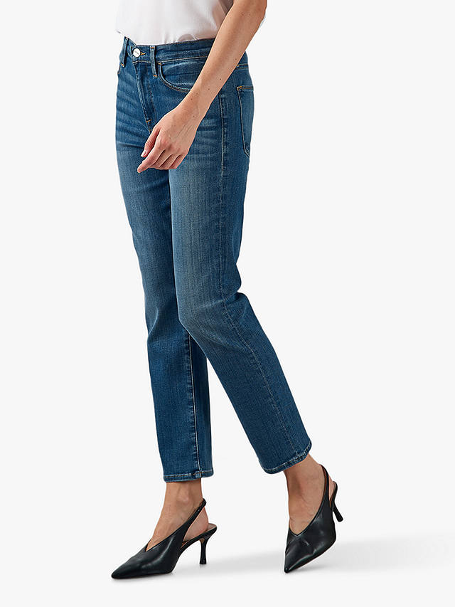 FRAME Le High Straight Leg Jeans, Blue at John Lewis & Partners