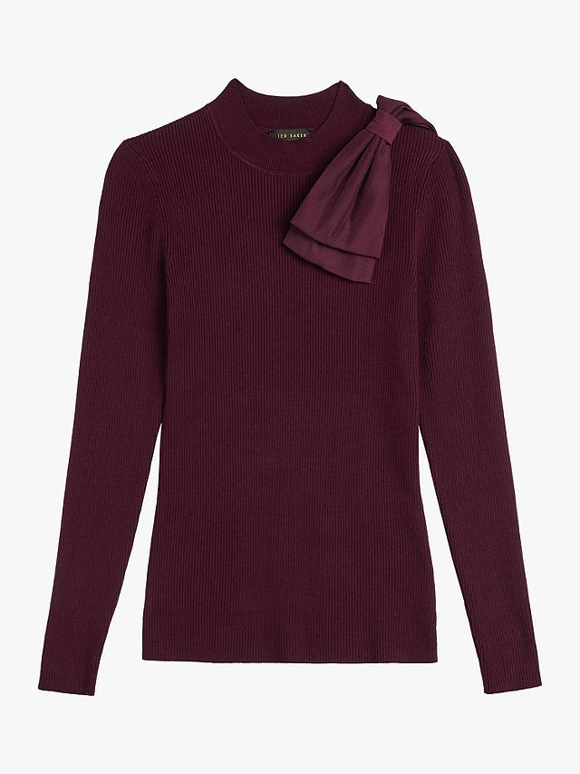 Ted Baker Ambher Bow Jumper, Oxblood at John Lewis & Partners