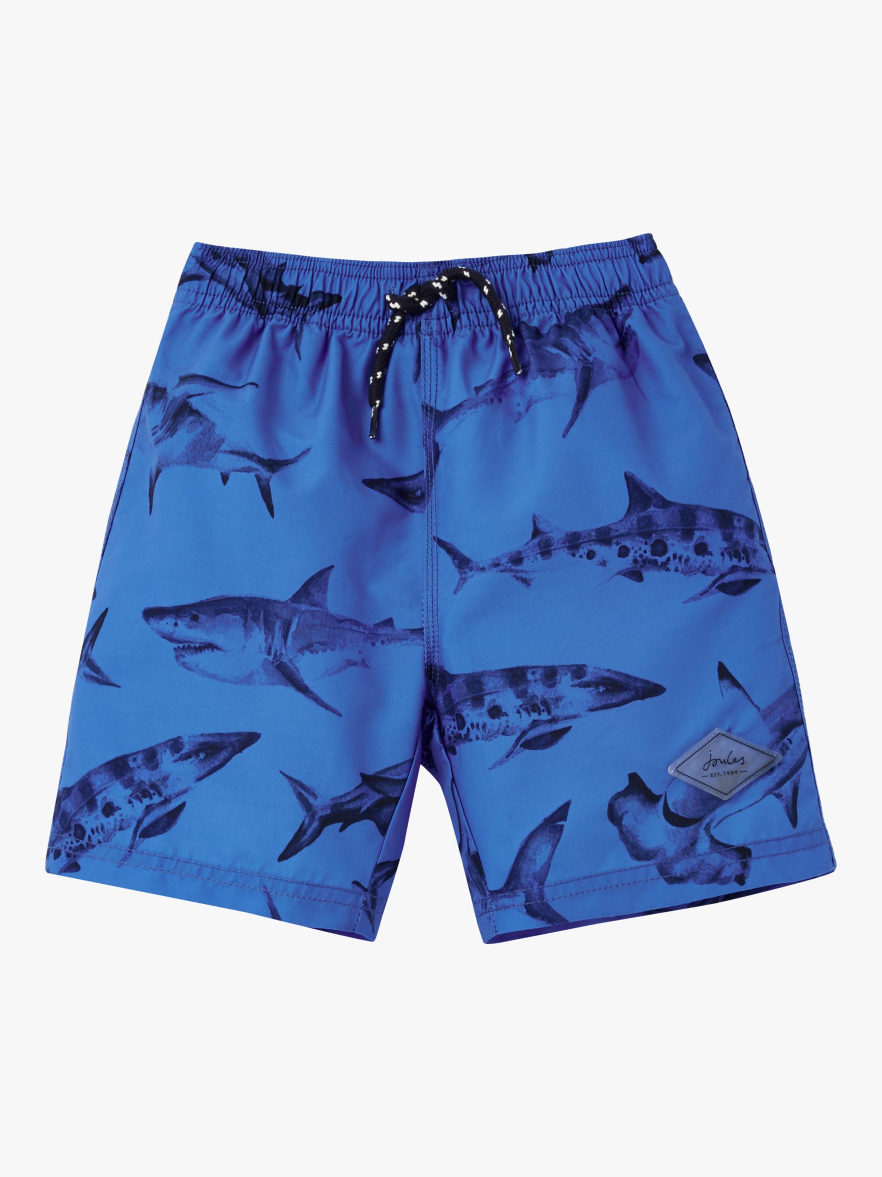 Little Joule Kids' Ocean Shark Swim Shorts, Blue at John Lewis & Partners