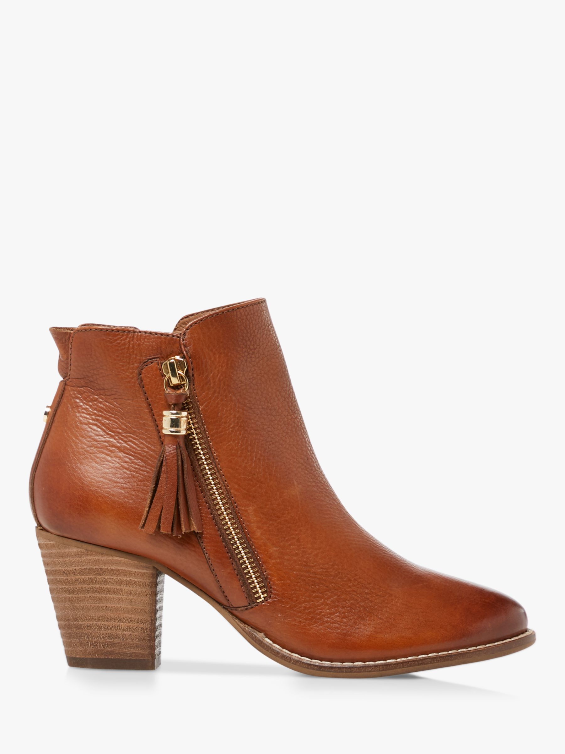 Dune Profound Leather Zip Ankle Boots, Tan at John Lewis & Partners
