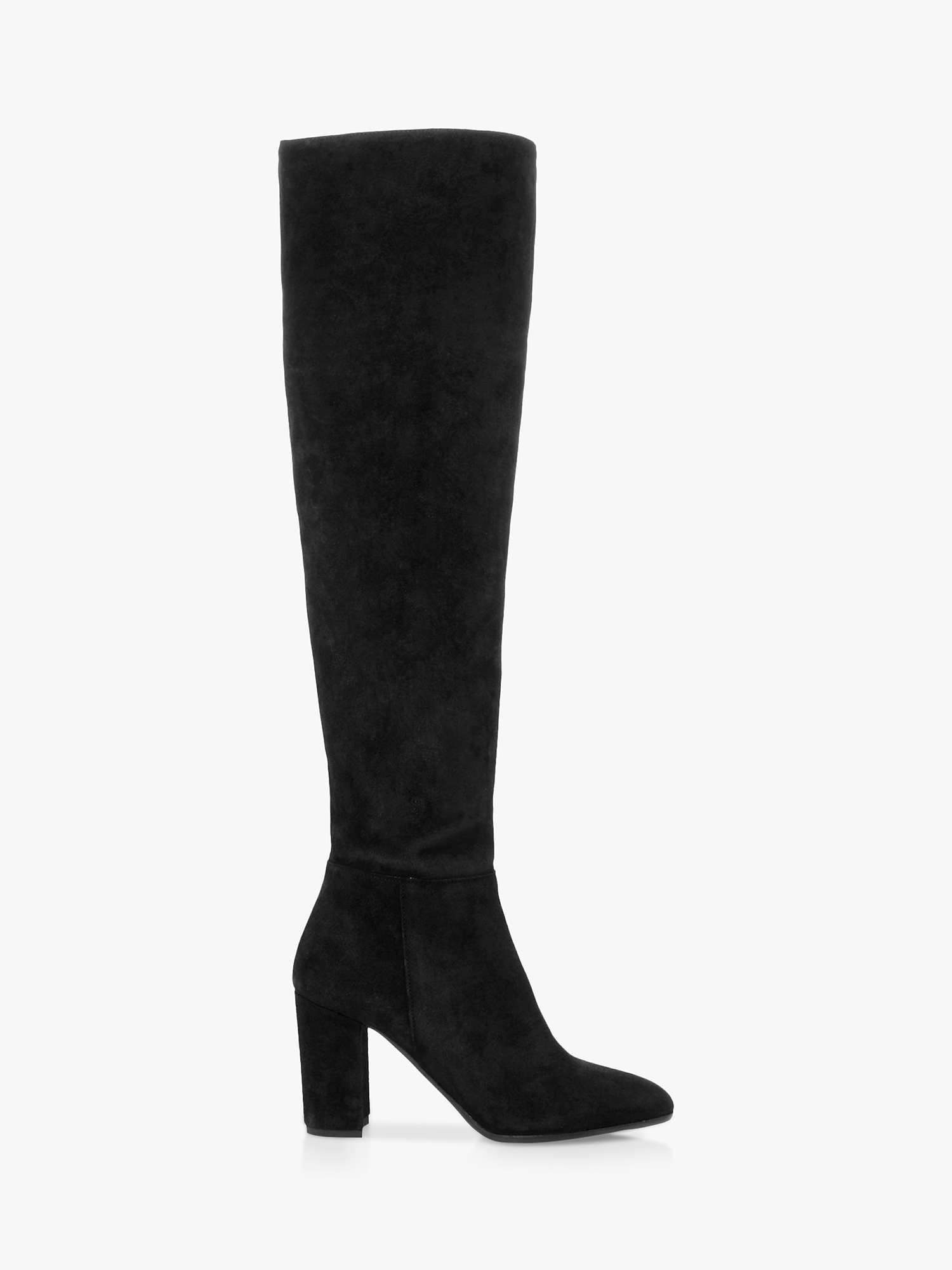 Dune Selsie Suede Over The Knee Boots, Black at John Lewis & Partners