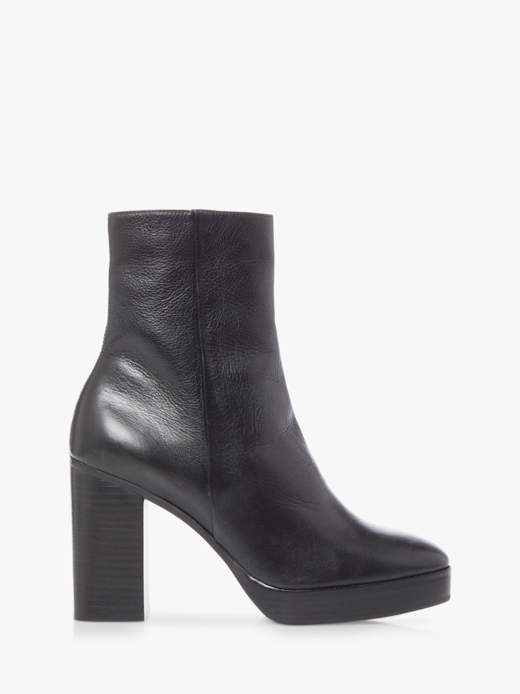 Dune Pella Leather Ankle Boots, Black at John Lewis & Partners