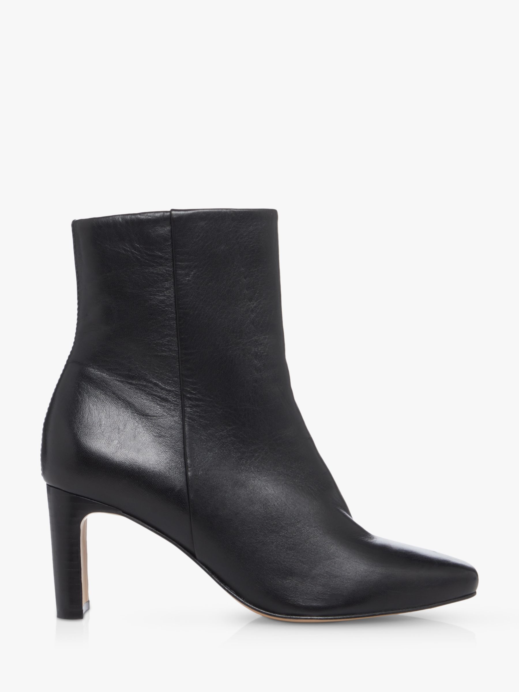 Dune Outshine Leather Camel Ankle Boots, Black at John Lewis & Partners