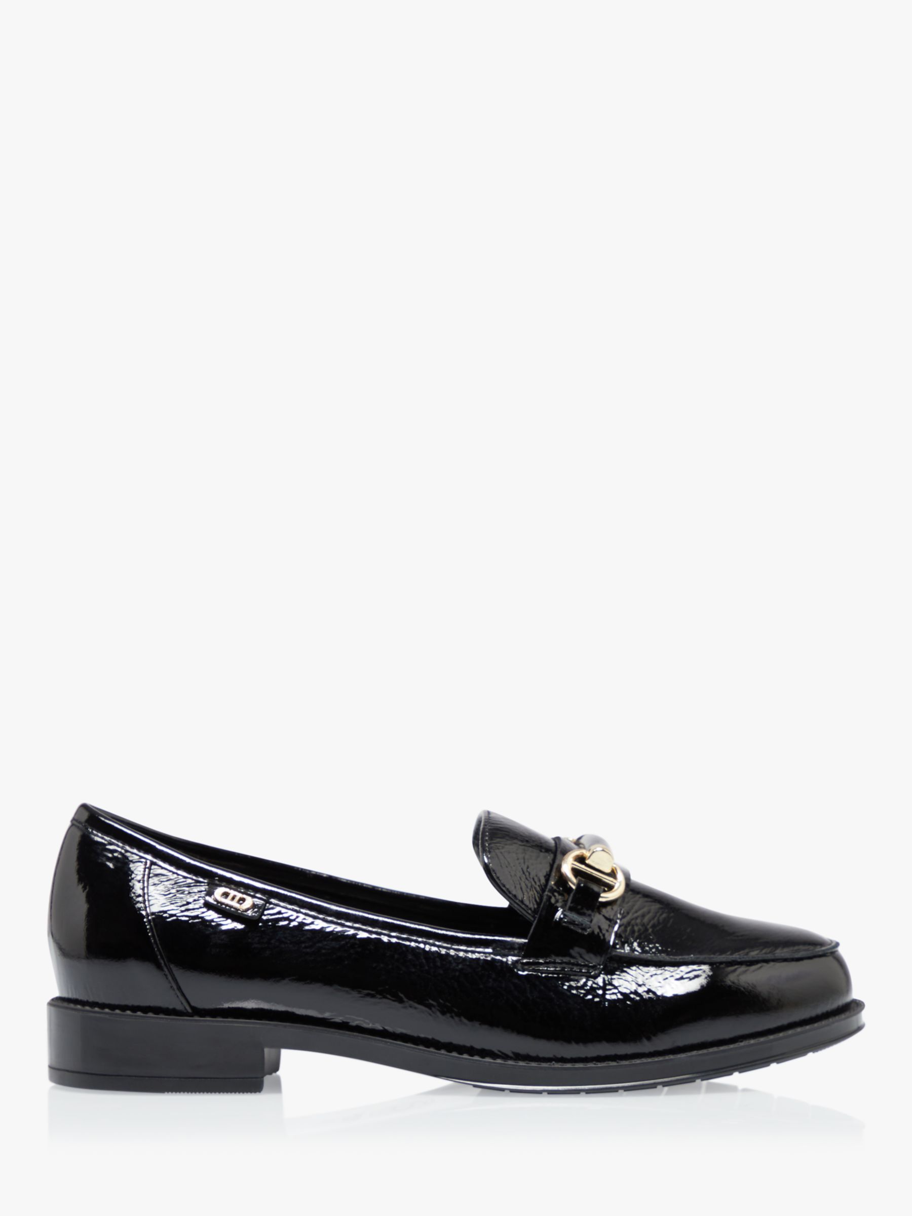 Dune Wide Fit Guys Leather Loafers, Black at John Lewis & Partners