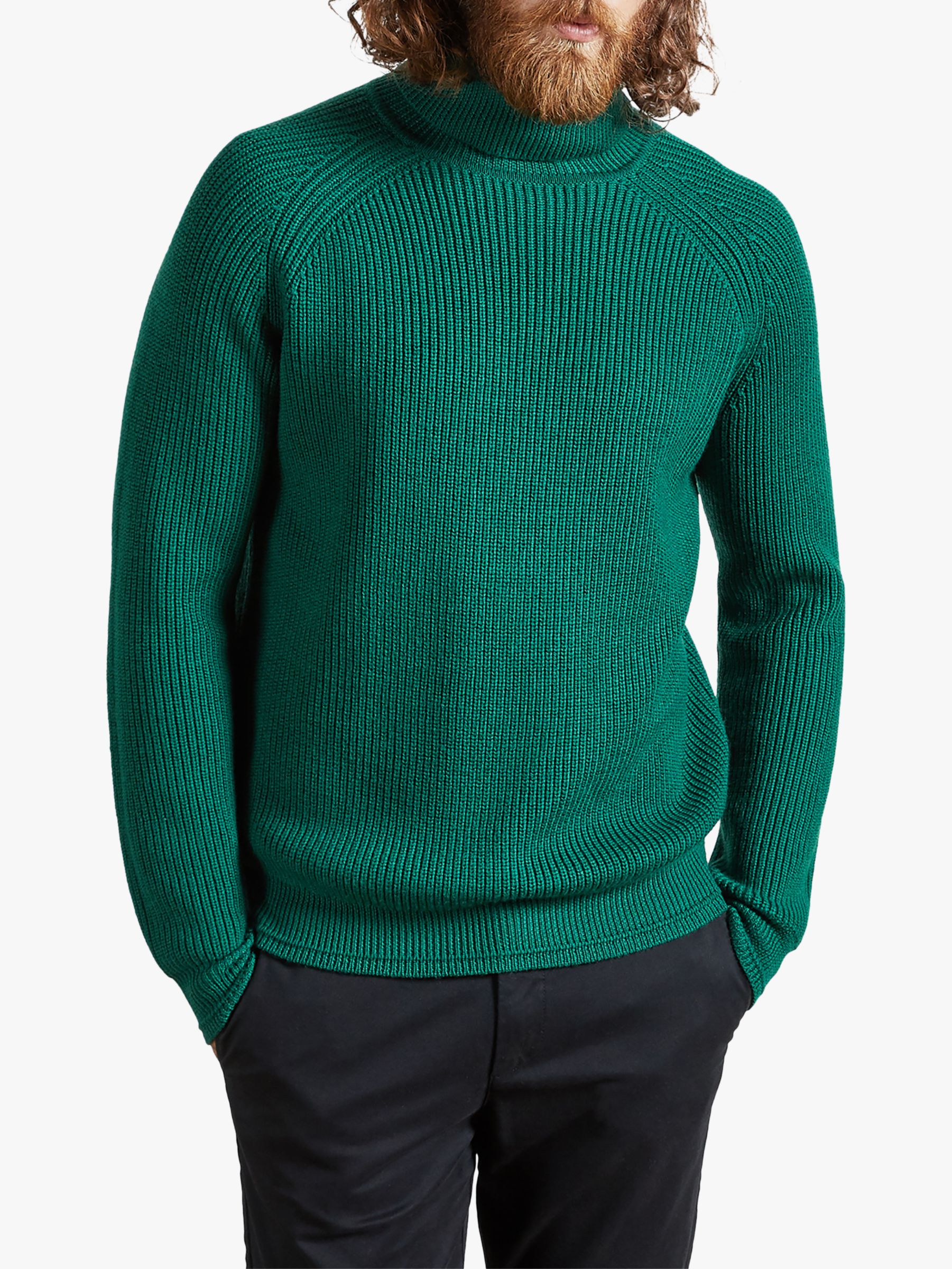 Ted Baker Noodles Chunky Roll Neck Knit Jumper, Mid Green at John Lewis ...