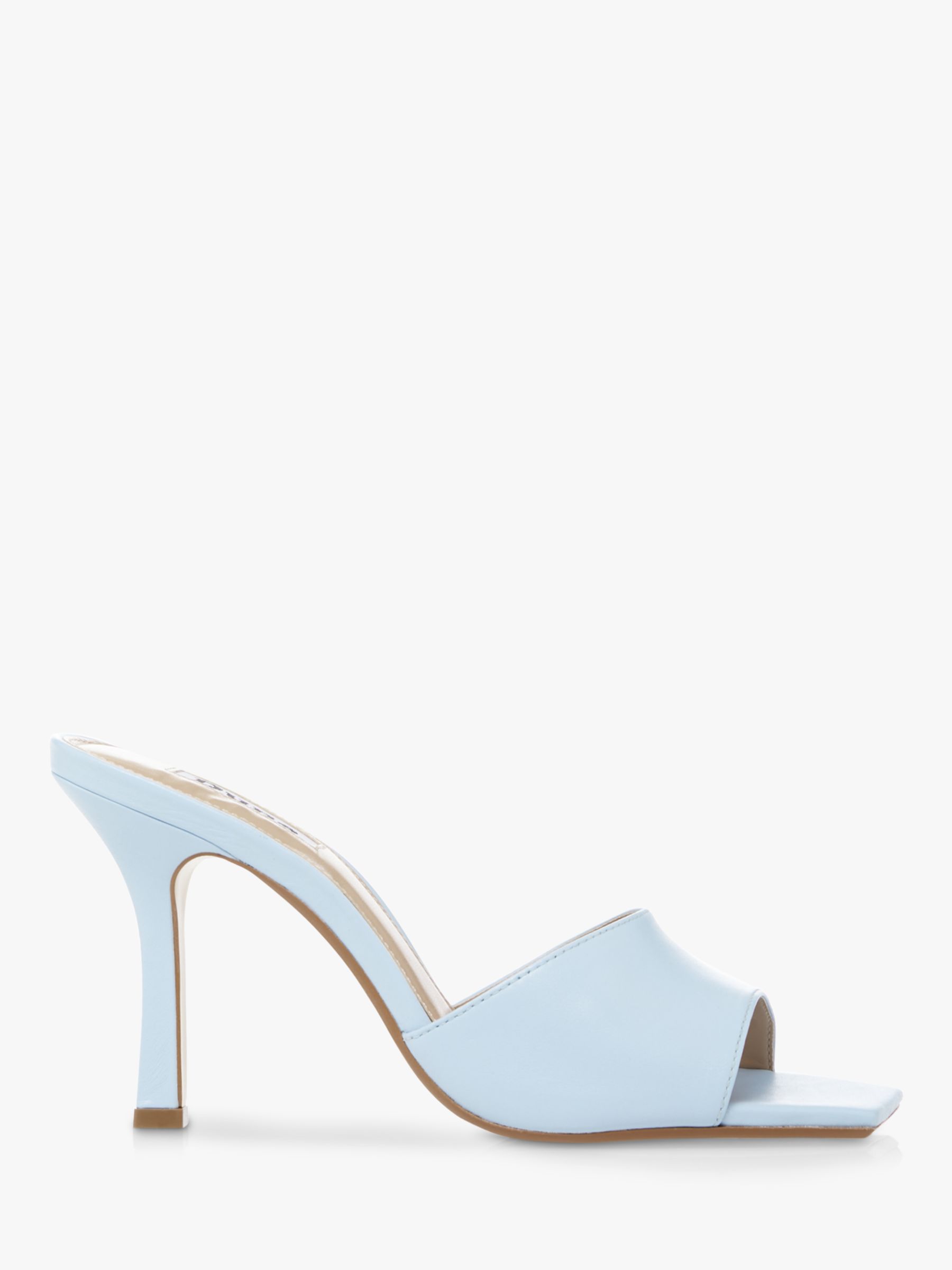 Dune Mantra Stiletto Heel Leather Mules, Pale Blue at John Lewis & Partners