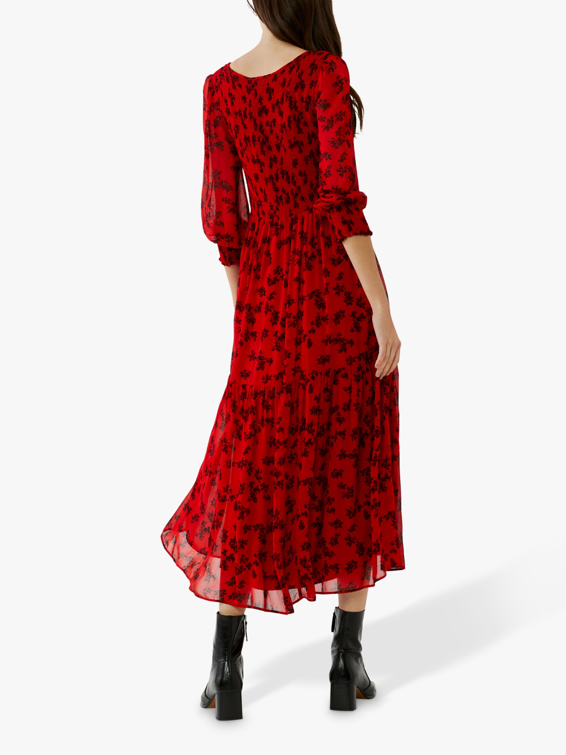 Ghost Jacinta Floral Midi Dress, Red