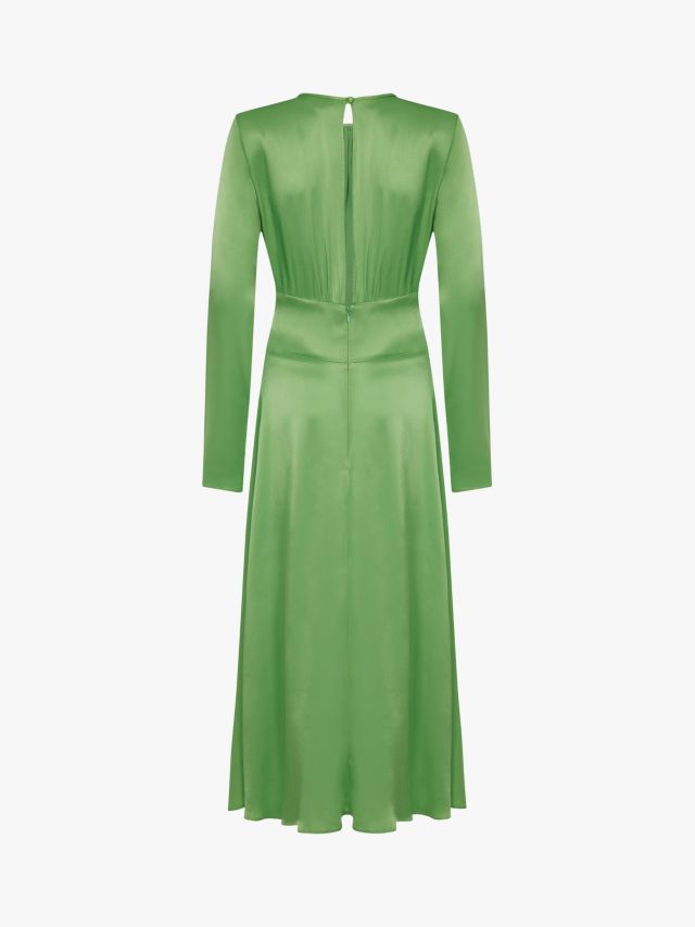 Ghost Dayla Satin Midi Dress, Green Haze, XS