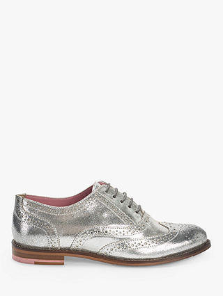 White Stuff Leather Lace Up Brogues, Silver