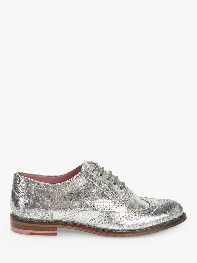 White Stuff Leather Lace Up Brogues, Silver at John Lewis & Partners