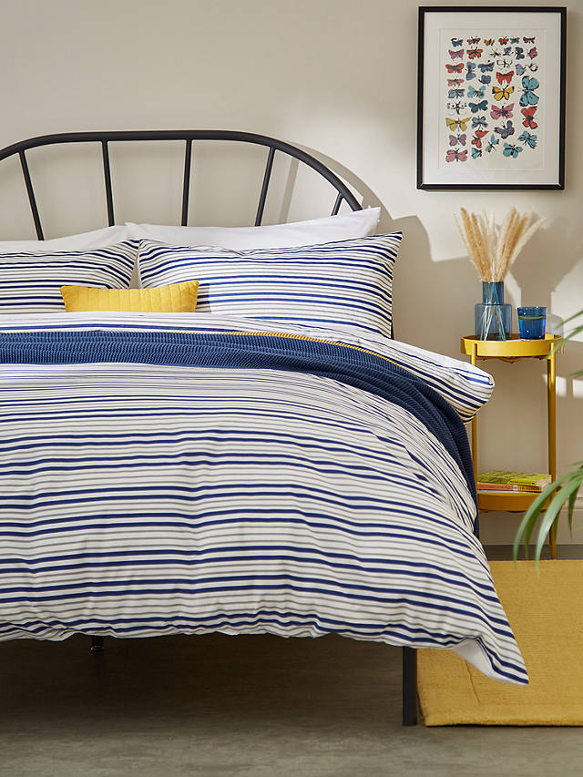 John Lewis Partners Basic Stripe Bedding, Blue And Gray Striped Duvet Cover Sets